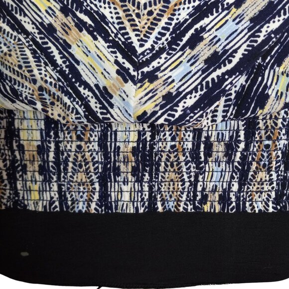 WHBM Size S Blouse Top Womens Sleeveless Ruffle Neck Tie Abstract Printed Design - Picture 6 of 10